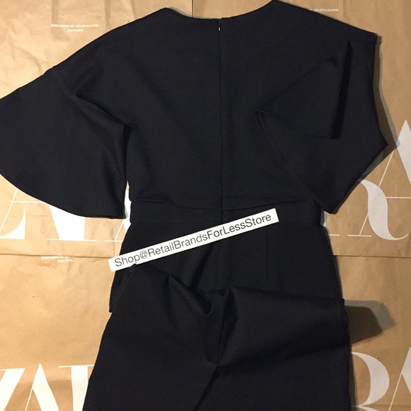 STYLEWE KE-YING-YI Stretch Black Ruffle Sleeves Pencil Midi Dress - Picture 9 of 11